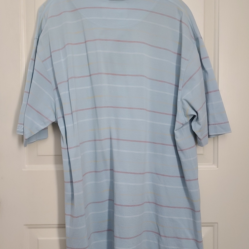 Cutter & Buck Men's Light Blue Striped Polo Shirt Large - Picture 8 of 11